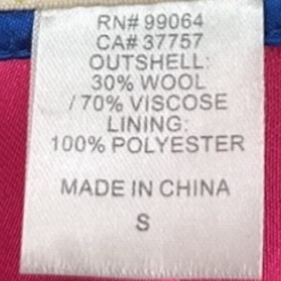 Women’s Billabong Coat Wool Blend Blue Buffalo Check Plaid Buttoned Jacket Small - Picture 5 of 6